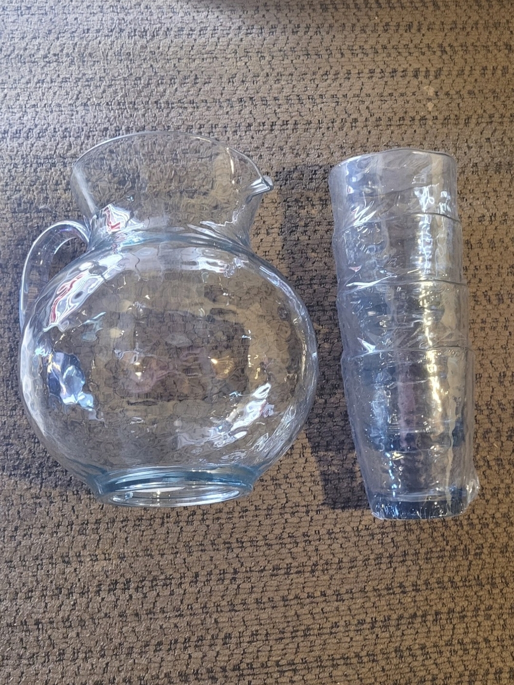 Clear Pitcher with Matching Tumblers - Transparent Set